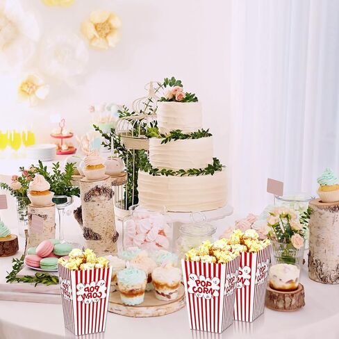 20 PCS صناديق الفشار الصغيرة للحفلة 4.5 بوصات دلاء من الفشار الأحمر والأبيض مخطط صغير أكياس الذرة والورق البوب ​​البوب. in Saudi Arabia