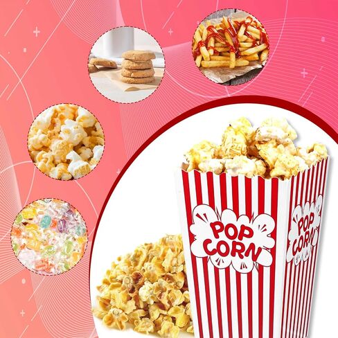 20 PCS صناديق الفشار الصغيرة للحفلة 4.5 بوصات دلاء من الفشار الأحمر والأبيض مخطط صغير أكياس الذرة والورق البوب ​​البوب. in Saudi Arabia