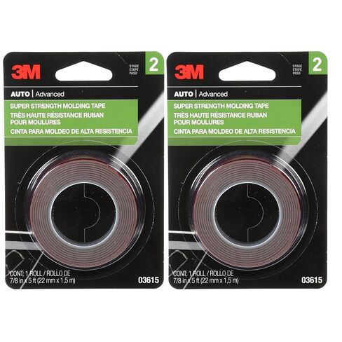 شريط صب Super 3m Super قوة 7/8 في × 5 أقدام (حزمة من 2 لفات)-شريط مرفق قطع السيارات على الوجهين لقوالب السيارة ، والشعارات والشارات ، لاصق رغوة VHB مقاوم للطقس من أجل الترابط الدائم in Saudi Arabia