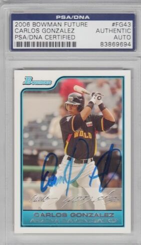 Carlos Gonzalez Arizona Diamondbacks 2006 Bowman Signed AUTOGRAPH PSA DNA - Baseball Slabbed Autographed Cards in Saudi Arabia