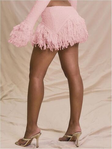 GORGLITTER Women's Fringe Skirt Y2k High Waisted Knitted Bodycon Mini Skirts Country Concert Outfits in Saudi Arabia