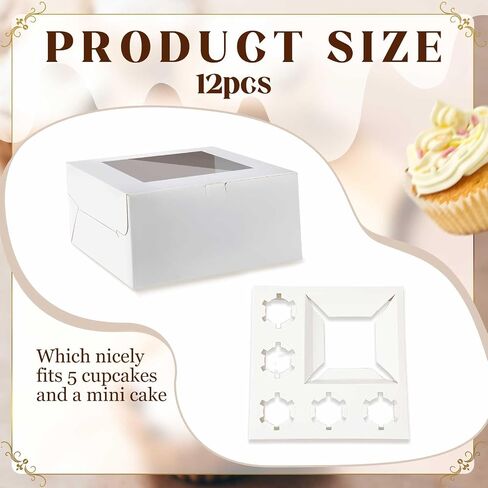 2 Pack Bento Cake and Cupcake Box 1+5 Bento Box with Clear Window Fit 5 Cupcakes and 1 Mini Cake for Wedding Birthday Party Baby Shower Bakery Baking Supplies (Pink) in Saudi Arabia