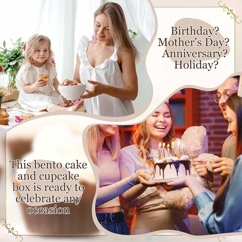 2 Pack Bento Cake and Cupcake Box 1+5 Bento Box with Clear Window Fit 5 Cupcakes and 1 Mini Cake for Wedding Birthday Party Baby Shower Bakery Baking Supplies (Pink) in Saudi Arabia