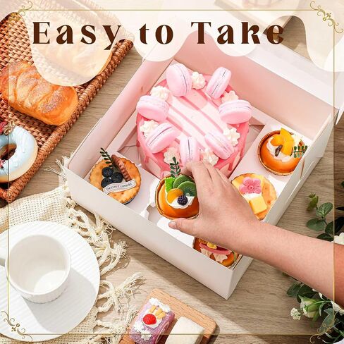 2 Pack Bento Cake and Cupcake Box 1+5 Bento Box with Clear Window Fit 5 Cupcakes and 1 Mini Cake for Wedding Birthday Party Baby Shower Bakery Baking Supplies (Pink) in Saudi Arabia