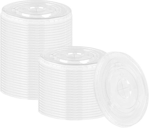 98 مم صافي أغطية بلاستيكية مسطحة مسطحة الأغطية التي يمكن التخلص منها مع فتحة قش لمدة 12 و 16 و 20 و 24 أوقية لمستلزمات الحليب المليئة بالآيس كريم ، حزمة 50 in Kuwait