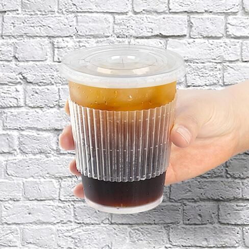 98 مم صافي أغطية بلاستيكية مسطحة مسطحة الأغطية التي يمكن التخلص منها مع فتحة قش لمدة 12 و 16 و 20 و 24 أوقية لمستلزمات الحليب المليئة بالآيس كريم ، حزمة 50 in Kuwait