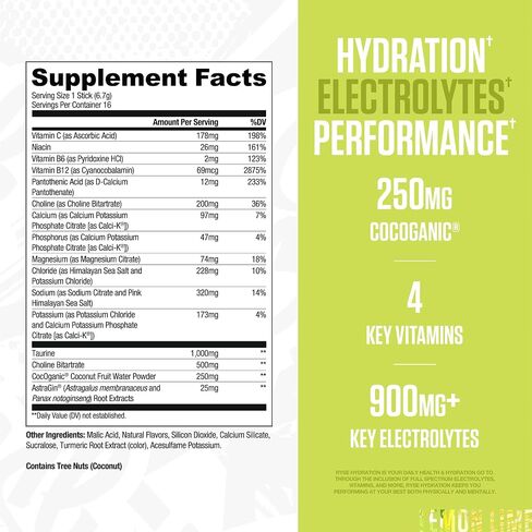 Ryse Hydration electrolete powder reck -mix packets - kool -aid grape - electrolytes full spectrum fular مع الفيتامينات الأساسية والتوراين والكولين من أجل الإماهة - 16 عصي تقديم in Kuwait