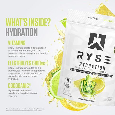 Ryse Hydration electrolete powder reck -mix packets - kool -aid grape - electrolytes full spectrum fular مع الفيتامينات الأساسية والتوراين والكولين من أجل الإماهة - 16 عصي تقديم in Kuwait