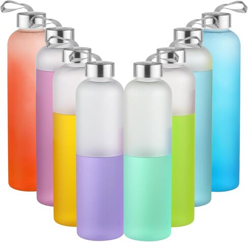 novelinks 6 Pack 27OZ Frosted Water Bottles with Stainless Steel Silver Lid,Leakproof Gym Bottles, Reusable Sport Water Jug for Fitness Camping Office in Saudi Arabia