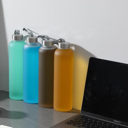 novelinks 6 Pack 27OZ Frosted Water Bottles with Stainless Steel Silver Lid,Leakproof Gym Bottles, Reusable Sport Water Jug for Fitness Camping Office in Saudi Arabia