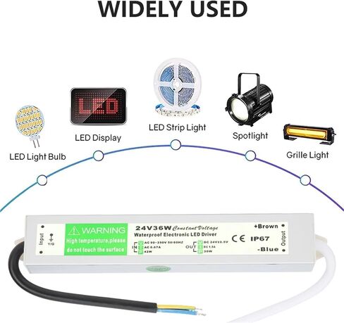 90-250V AC to DC 24V 36W 1.5A Lighting Transformer LED Drive Adapter Aluminum IP67 Outdoor Waterproof Switching Power Supply in Saudi Arabia