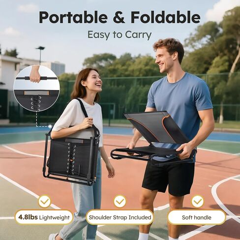 LET'S CAMP Folding Stadium Seats 2 Pack, Portable Bleacher Chairs with Back Support, Lightweight Stadium Chairs for Sports Events, Bleachers & Concerts, Black in Saudi Arabia