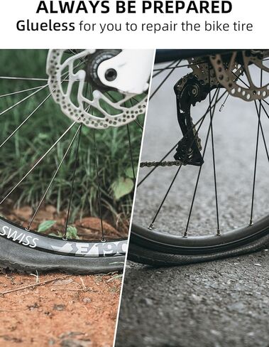 Rockbros Bike Tyre Patch Kit 18-Pcs مجموعات تصحيح أنبوب غير جاهل للدراجات ، دراجة نارية ، إصلاحات إطارات مسطحة للدراجة الجبلية ، مجموعة تصحيح الدراجات مع ذراع الإطارات 5 حزم in Kuwait