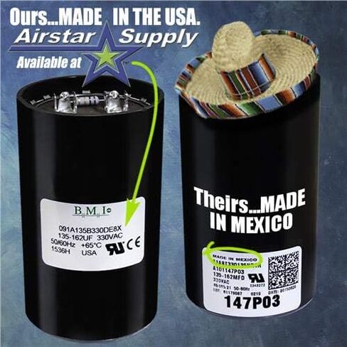USA Made Replacement for CPT00091 -Trane 135-162 MFD 330 Volt Start CapacitorF in Saudi Arabia