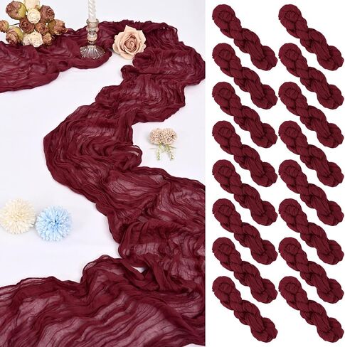 16 Pack 10Ft Cheesecloth Table Runner Brown, 20 x 120 Inch Rustic Gauze Boho Cheese Cloth Table Runners Wedding Long Table Runner for Wedding Party Bridal Shower Table Decoration in Kuwait