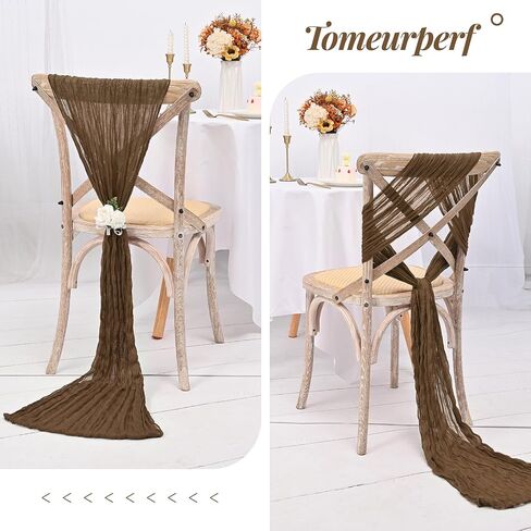 16 Pack 10Ft Cheesecloth Table Runner Brown, 20 x 120 Inch Rustic Gauze Boho Cheese Cloth Table Runners Wedding Long Table Runner for Wedding Party Bridal Shower Table Decoration in Kuwait