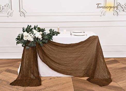 16 Pack 10Ft Cheesecloth Table Runner Brown, 20 x 120 Inch Rustic Gauze Boho Cheese Cloth Table Runners Wedding Long Table Runner for Wedding Party Bridal Shower Table Decoration in Kuwait