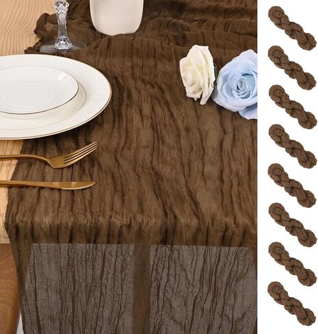 16 Pack 10Ft Cheesecloth Table Runner Brown, 20 x 120 Inch Rustic Gauze Boho Cheese Cloth Table Runners Wedding Long Table Runner for Wedding Party Bridal Shower Table Decoration in Kuwait