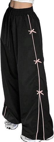 Women's Bow Wide Leg Sweatpants Elastic Waist Casual Baggy Pants Army Green XL in Kuwait
