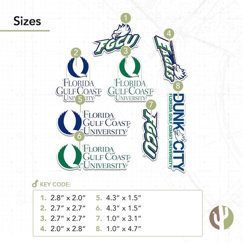 Desert Cactus Florida Gulf Coast University Sticker Eagles Sticker Vinyl Decals Laptop Water Bottle Car Scrapbook 13.43x10.98 Sheet T2 (Type 2) in Saudi Arabia