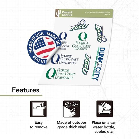 Desert Cactus Florida Gulf Coast University Sticker Eagles Sticker Vinyl Decals Laptop Water Bottle Car Scrapbook 13.43x10.98 Sheet T2 (Type 2) in Saudi Arabia