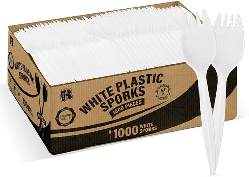 1000 PCS Ptysensils مجموعة - 500 شوك و 500 ملاعق - شوكات بلاستيكية متميزة وملاعق - مجموعة من الأدوات الفضية متوسطة الوزن - مائدة قابلة للتصرف بكميات كبيرة in Kuwait