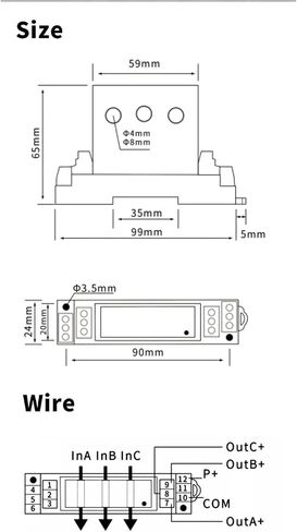 الإخراج 3 × 0-10V ثلاث مراحل التيار تيار مستشعر جهاز الإرسال AC0-1A 0-5A 0-10A 0-20A 0-30A Transmitter DC24V (INPUT AC 0-30A) in Saudi Arabia