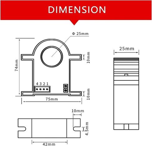 Aperture 38mm Open Loop Split core Current Transmitter 0-1000A Input DC 0-10V 0-5V DC 1-5V Output Current Sensor DC24V(Dc 0-5v Output,DC 0-500A) in Saudi Arabia