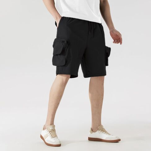Men's Stretch Cargo Shorts Lightweight with Pockets & Drawstring Elastic Waist - Summer Work Shorts for Outdoor in Saudi Arabia