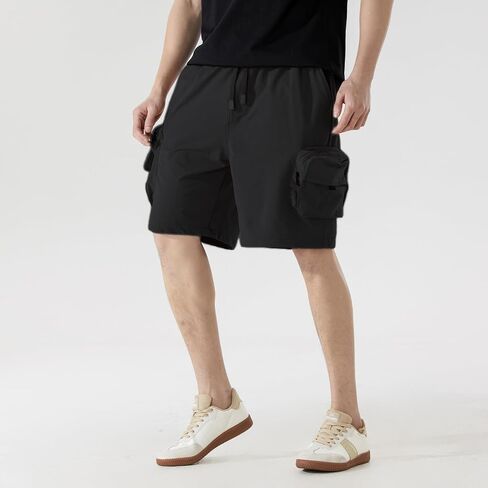 Men's Stretch Cargo Shorts Lightweight with Pockets & Drawstring Elastic Waist - Summer Work Shorts for Outdoor in Saudi Arabia