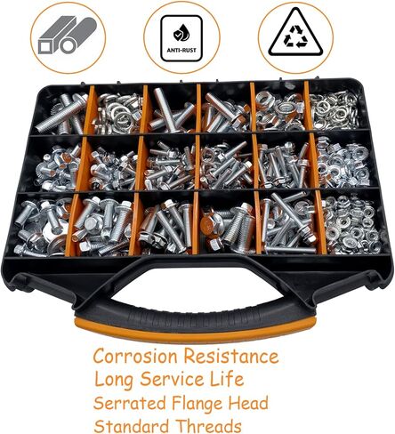 820pcs متري متري شفة ضجة ، براغي ومجموعة المكسرات ، m6x1.0 ، m8x1.25 ، m10x1.5 ، m12x1.75 (16 مم إلى 50 مم) البراغي والمكسر in Kuwait