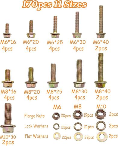 820pcs متري متري شفة ضجة ، براغي ومجموعة المكسرات ، m6x1.0 ، m8x1.25 ، m10x1.5 ، m12x1.75 (16 مم إلى 50 مم) البراغي والمكسر in Kuwait