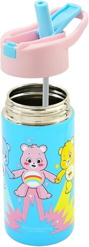 Care Bears زجاجة مياه من الفولاذ المقاوم للصدأ للفتيات - حزمة مع 14 أوقية كأس الشرب للمنزل والمدرسة والرياضة ، بالإضافة إلى ملصقات ، المزيد | رعاية دببة زجاجة ماء مع القش in Saudi Arabia