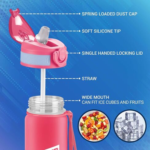 Milton 32oz Sports Mater Bottle مع قش ، أعلى مقاومة للتسرب ، فم عريض لسهولة التنظيف ، زجاجة بلاستيكية قابلة لإعادة الاستخدام مع غطاء للسفر ، الجري ، الصالة الرياضية ، مناسبة للبنين والبنات والكبار ، الأحمر - Gen'z in Saudi Arabia