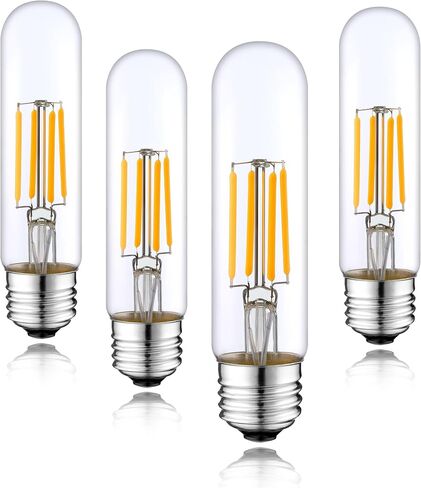 Long T10 LED Bulb, 7.3in Vintage Edison Dimmable Bulb 6W 2700K Warm White Tubular Bulbs, E26 Medium Base Clear 600LM 60W Equivalent for Cylinder Pendant Wall Sconces Chandelier Vanity 6Pack in Saudi Arabia