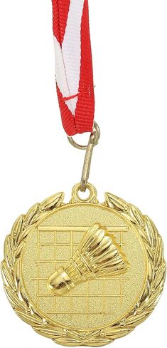 Patikil 2 "ميداليات الريشة الذهبية ، 5 ميداليات حزمة تنس الريشة مع RIBBON RED WHITE للمسابقات الرياضية للألعاب in Saudi Arabia
