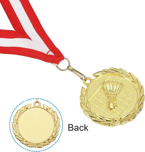 Patikil 2 "ميداليات الريشة الذهبية ، 5 ميداليات حزمة تنس الريشة مع RIBBON RED WHITE للمسابقات الرياضية للألعاب in Saudi Arabia