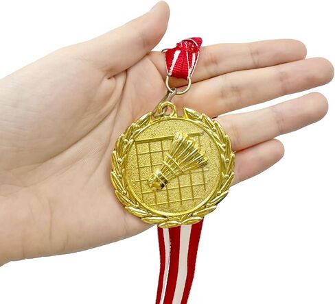 Patikil 2 "ميداليات الريشة الذهبية ، 5 ميداليات حزمة تنس الريشة مع RIBBON RED WHITE للمسابقات الرياضية للألعاب in Saudi Arabia