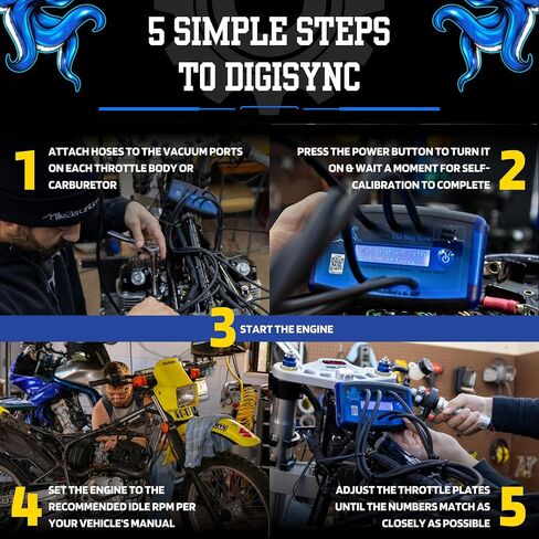 4-channel-أداة Digi Sync ™ Throttle Body & Digital Carb Sync ، سهلة الاستخدام ودقة متزامنة المكربن ، مكبنة مقياس الفراغ ، مقياس الذروة ، للمحركات المكبوتة والوقود المحقونة in Kuwait