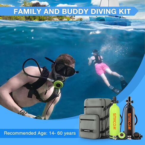 SMACO Mini Scuba Tank 1.9L Portable Diving Tank (2 Pcs) Reusable Scuba Pony Bottle Backup Dive Air Cylinder up to 30 Minutes Dive Time Family and Buddy Kit for Underwater Exploration Rescue S700 in Kuwait