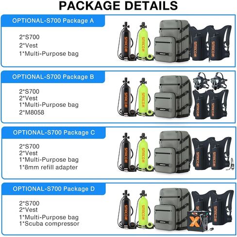 SMACO Mini Scuba Tank 1.9L Portable Diving Tank (2 Pcs) Reusable Scuba Pony Bottle Backup Dive Air Cylinder up to 30 Minutes Dive Time Family and Buddy Kit for Underwater Exploration Rescue S700 in Kuwait