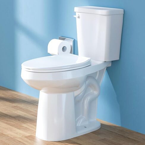 Elongated Tall Toilet 21 Inch, Extra High Toilets for Bathroom, Comfort Bowl Heigh 21", Single Flush 1.28 GPF, White, for Seniors, with Soft Close Seat in Saudi Arabia