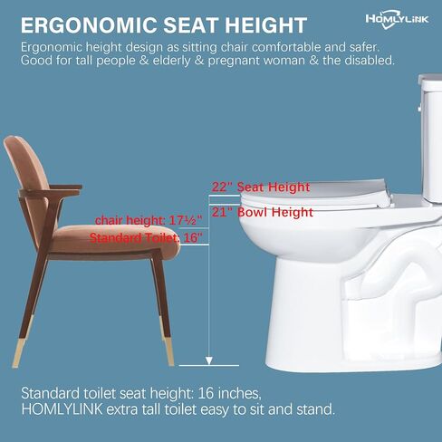 Elongated Tall Toilet 21 Inch, Extra High Toilets for Bathroom, Comfort Bowl Heigh 21", Single Flush 1.28 GPF, White, for Seniors, with Soft Close Seat in Saudi Arabia