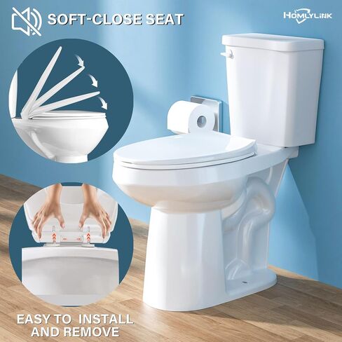 Elongated Tall Toilet 21 Inch, Extra High Toilets for Bathroom, Comfort Bowl Heigh 21", Single Flush 1.28 GPF, White, for Seniors, with Soft Close Seat in Saudi Arabia