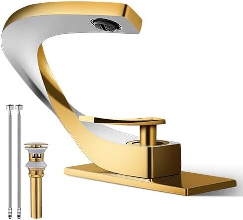 White Gold Vanity Single Hole Single Handle 1 Hole Bathrom Faucets for Sink, Modern Brass Copper Unique Faucet, Lavatory Basin Mixer Tap, llaves para lavamanos de baño, Gold Faucet for Bathroom Vanity in Saudi Arabia