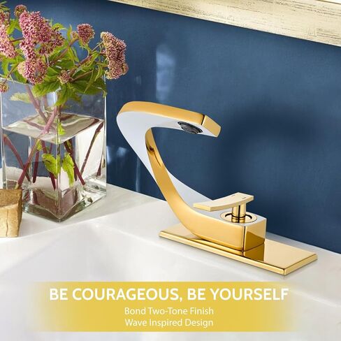 White Gold Vanity Single Hole Single Handle 1 Hole Bathrom Faucets for Sink, Modern Brass Copper Unique Faucet, Lavatory Basin Mixer Tap, llaves para lavamanos de baño, Gold Faucet for Bathroom Vanity in Saudi Arabia