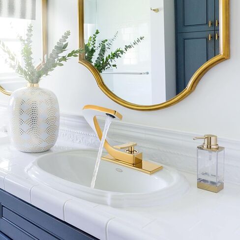 White Gold Vanity Single Hole Single Handle 1 Hole Bathrom Faucets for Sink, Modern Brass Copper Unique Faucet, Lavatory Basin Mixer Tap, llaves para lavamanos de baño, Gold Faucet for Bathroom Vanity in Saudi Arabia