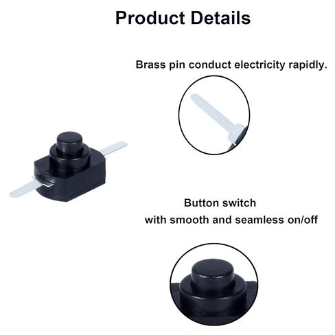 50pcs mini stating on/Off Lockling Push Button Bothrow مع اثنين من دبابيس النحاس المستقيمة 1A 30V يمكن استخدامها لمصباح مصباح DIY LED (12 مم*8 مم*8 مم) in Kuwait