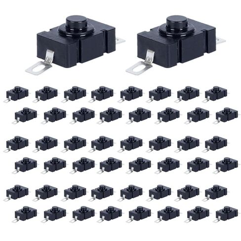 50pcs mini stating on/Off Lockling Push Button Bothrow مع اثنين من دبابيس النحاس المستقيمة 1A 30V يمكن استخدامها لمصباح مصباح DIY LED (12 مم*8 مم*8 مم) in Kuwait