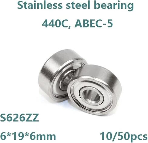 10/50pcs 440C ABEC-5 S626ZZ 6x19x6mm Double Metal Shielded Cover Stainless Steel Bearing Deep Groove Ball Bearing 6 * 19 * 6mm(50pcs) in Saudi Arabia